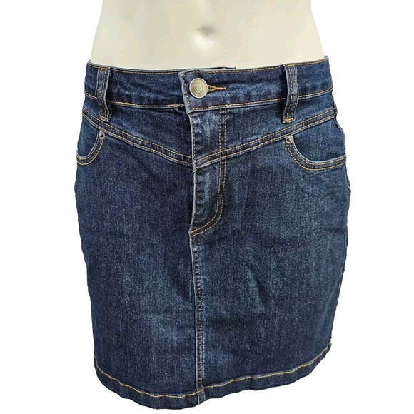 ALK Women's 8 Modcloth Dark Wash Denim‎ Classic  Blue Jean Mini Skirt NEW NWT - Picture 1 of 6